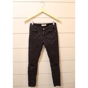 Black Cropped Distressed Jeans